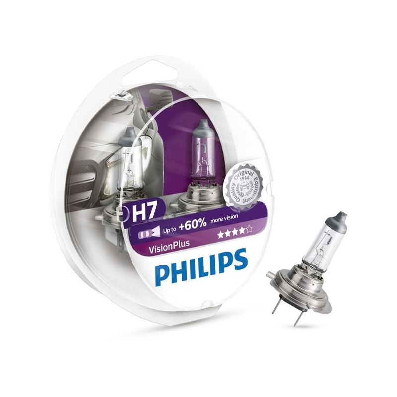 Ampoules Philips VisionPlus H7 +60 % – 12 V 55 W (lot de 2)
