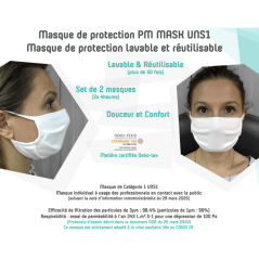 Masque de protection lavable et réutilisable PM MASK UNS1 (lot de 2)